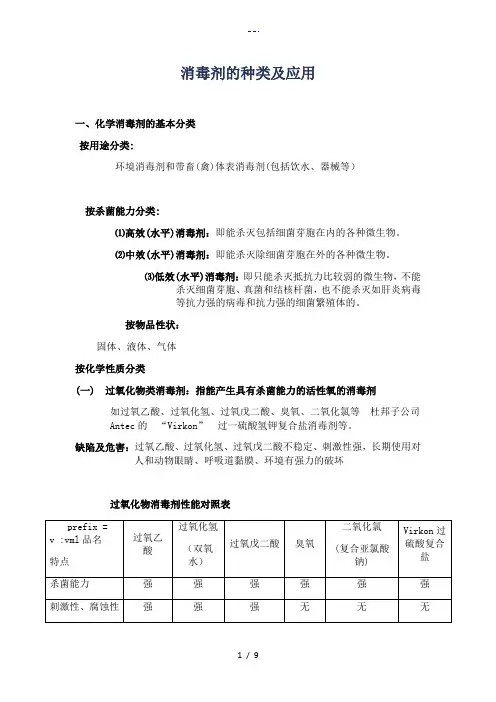 消毒剂的种类与应用
