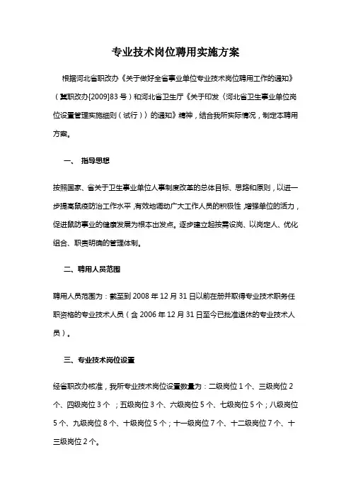 专业技术岗位聘用实施方案