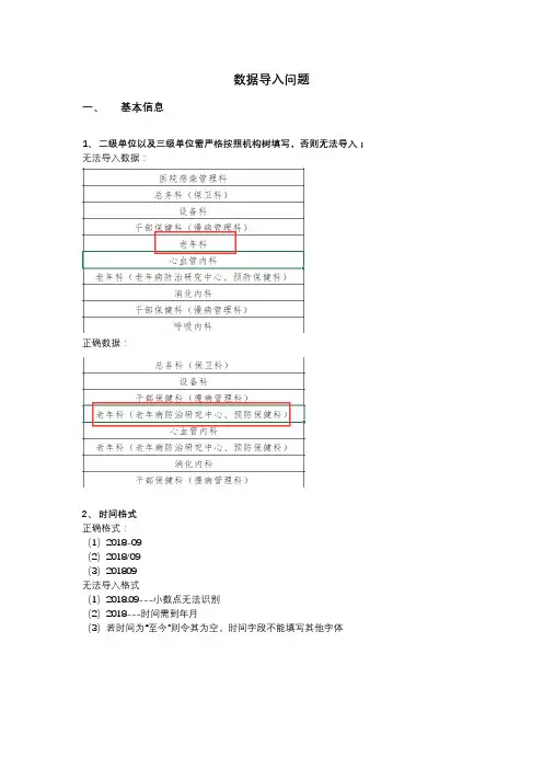 数据导入问题项