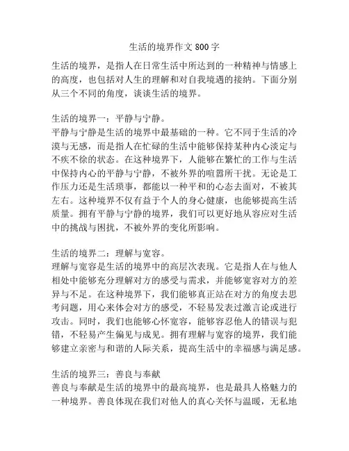 生活的境界作文800字