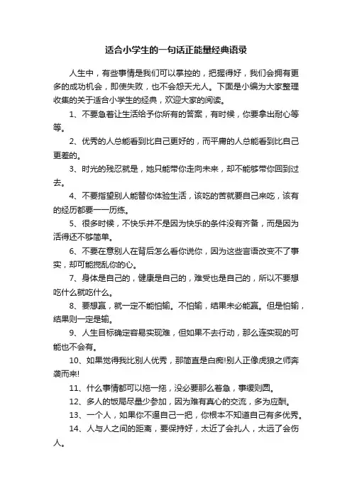适合小学生的一句话正能量经典语录