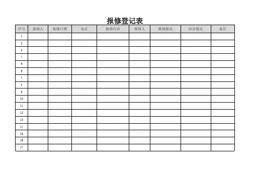 报修登记表(Excel标准版)