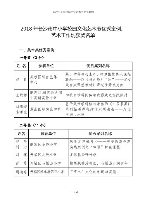 长沙中小学校园文化艺术节优秀案例