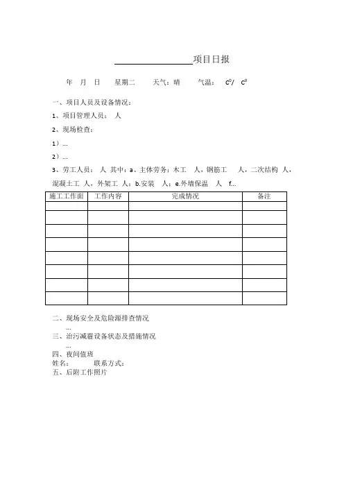 建筑工程项目日报