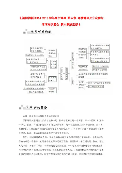 高中地理 第五章 环境管理及公众参与章末知识整合 新人教版选修6