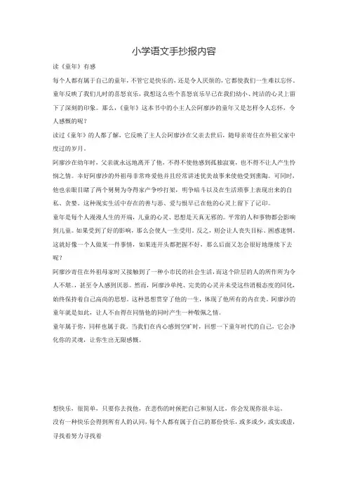 小学语文手抄报内容
