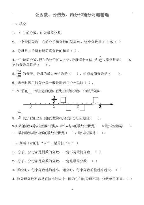 公因数、公倍数、约分和通分习题精选[1]