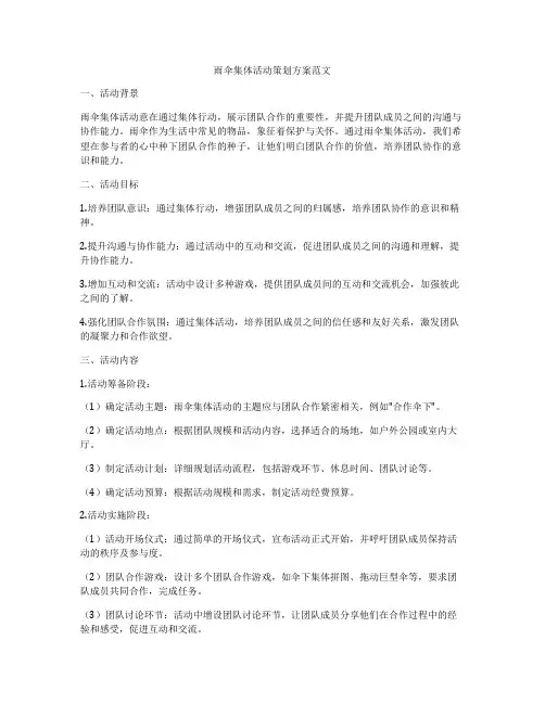 雨伞集体活动策划方案范文