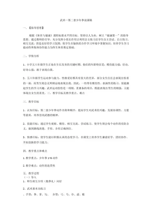 武术少年拳说课稿