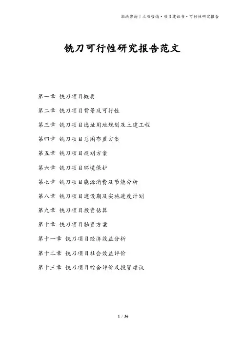 铣刀可行性研究报告范文