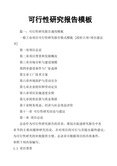 可行性研究报告模板