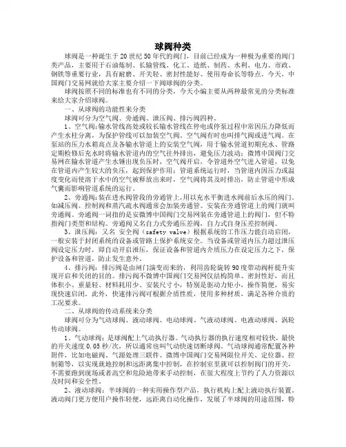 球阀种类介绍