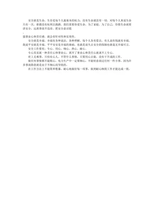 安全生产演讲稿—安全感悟