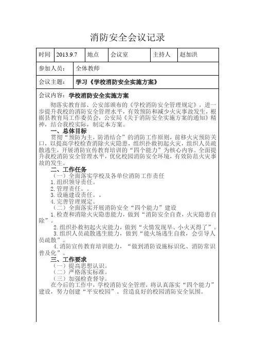 消防安全会议记录