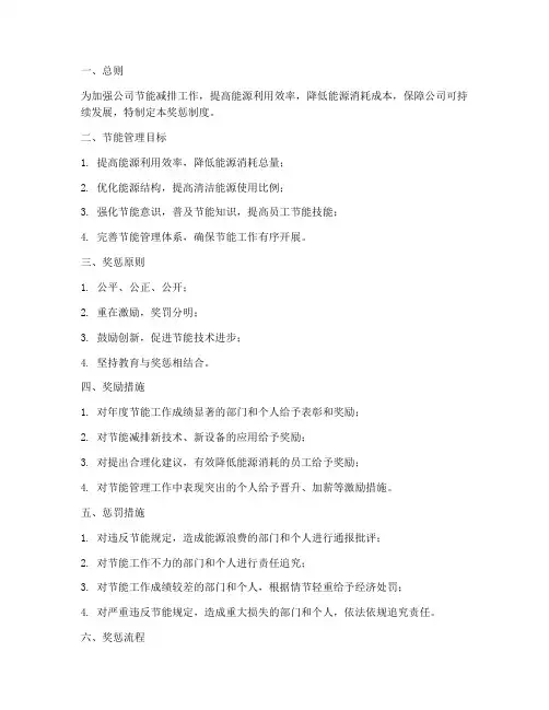 公司节能管理制度奖惩制度