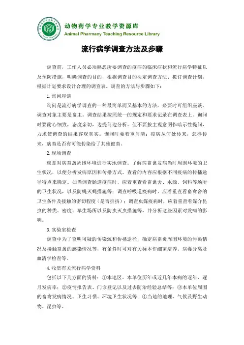 动物疫病控制-动物疫情调查与分析-流行病学调查方法及步骤(精)