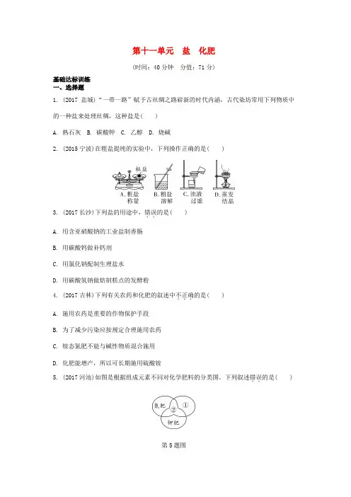 九年级化学下册第十一单元盐化肥习题