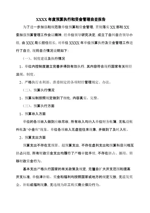 预算和资金管理自查报告