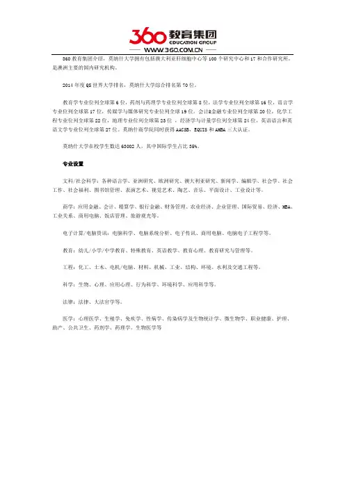 莫纳什大学专业设置