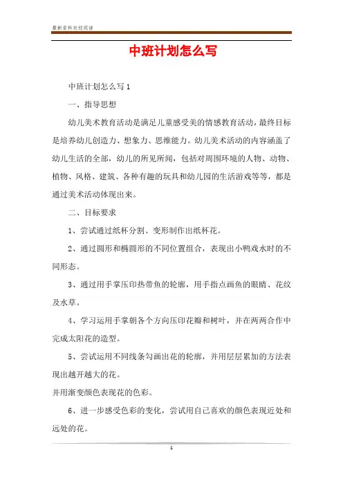 中班计划怎么写