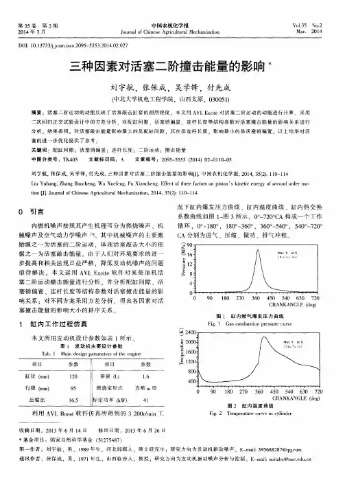 三种因素对活塞二阶撞击能量的影响