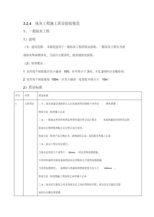 抹灰工程施工质量验收规范