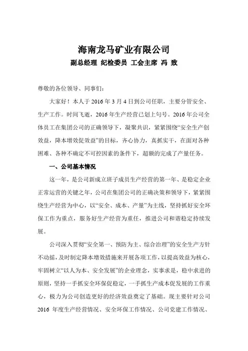 冯致个人2016年工作总结