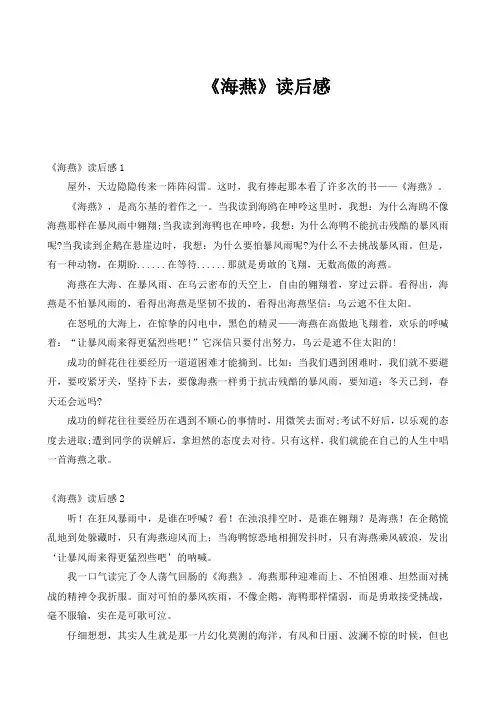 《海燕》读后感