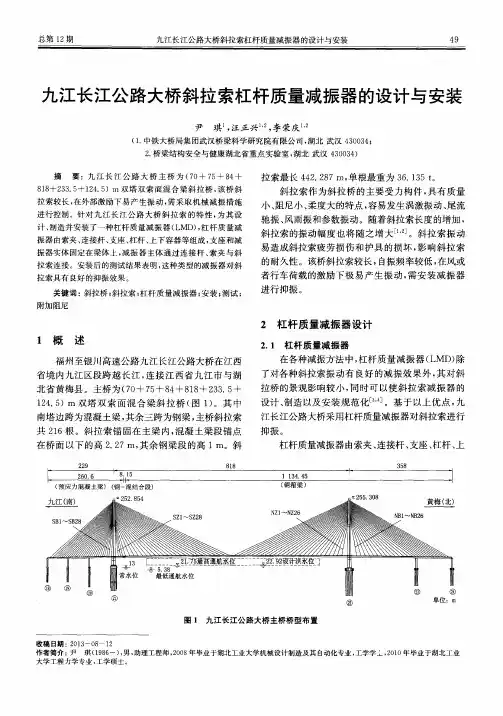 九江长江公路大桥斜拉索杠杆质量减振器的设计与安装
