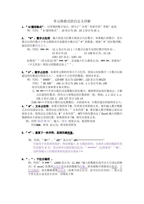 excel自定义单元格格式