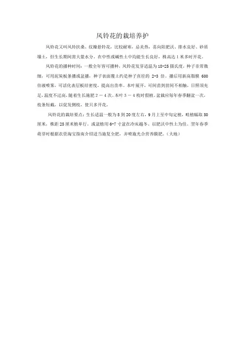 风铃花的栽培养护