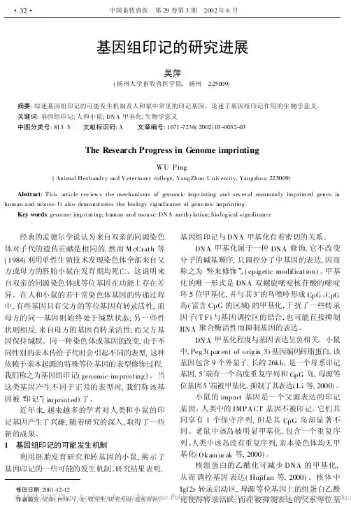 基因组印记的研究进展_吴萍