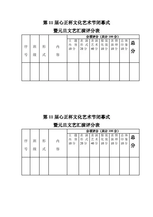 元旦文艺汇演评分标准