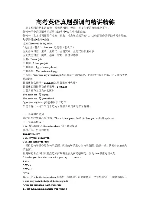高考英语真题强调句精讲精练
