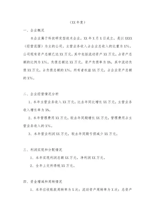 财务情况说明书-(模板)