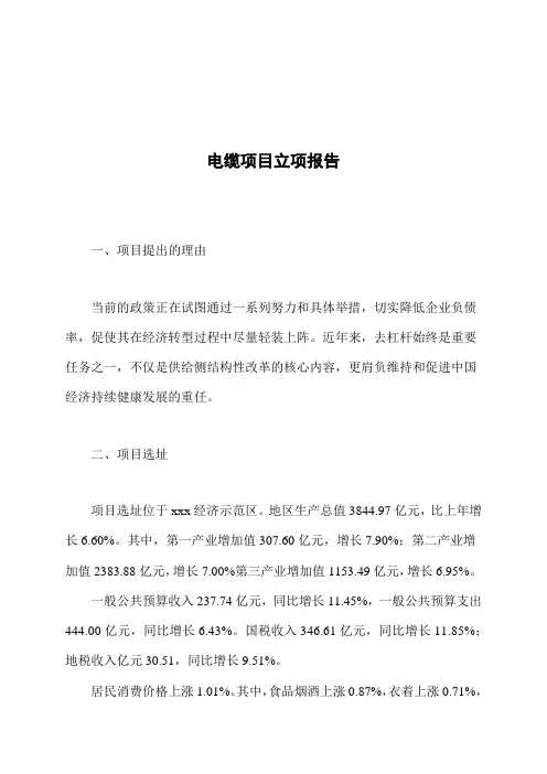 电缆项目立项报告