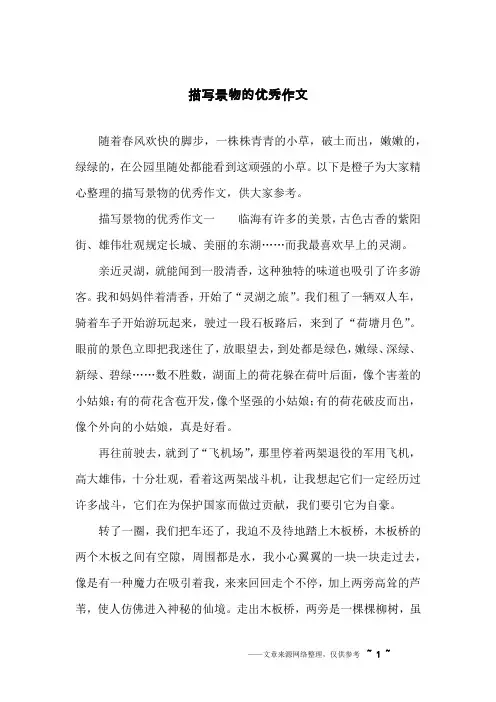 描写景物的优秀作文