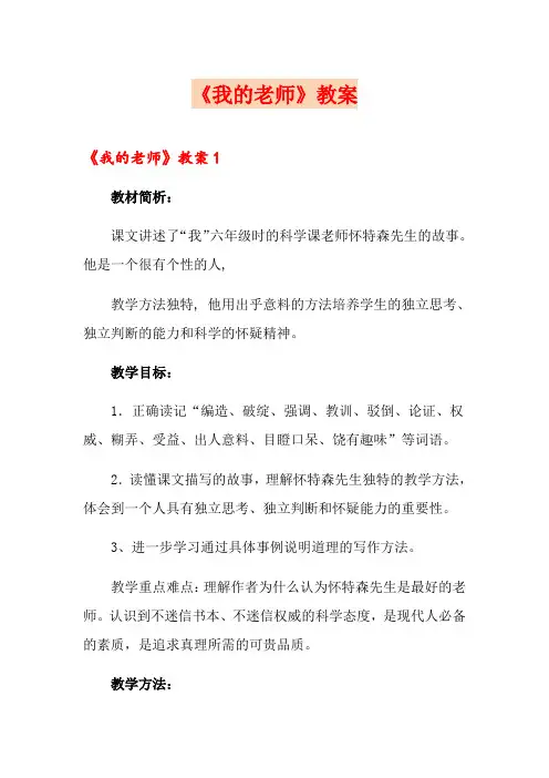 《我的老师》教案
