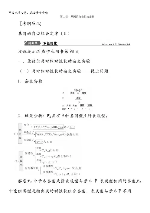 2018版高考生物一轮复习教师用书：第五单元遗传的基本规律第二讲基因的自由组合定律含答案