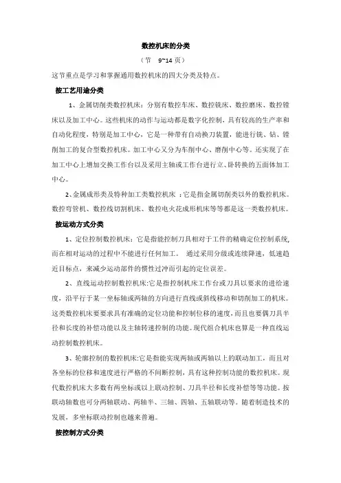 数控机床分类