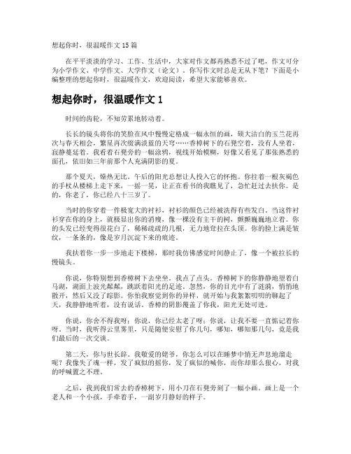 想起你时,很温暖作文