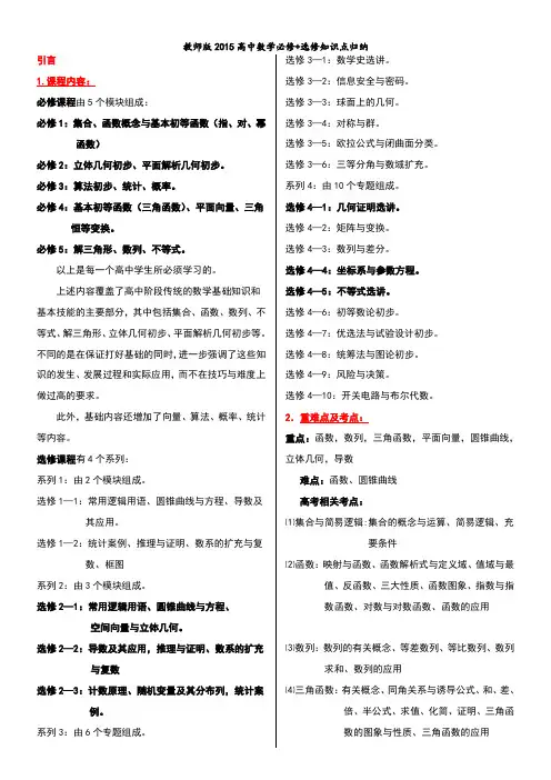 最全教师版整理全面《高中数学知识点归纳总结》