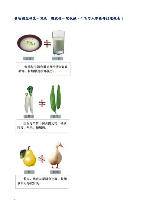 食物相生相克一览表