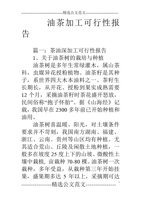 油茶加工可行性报告