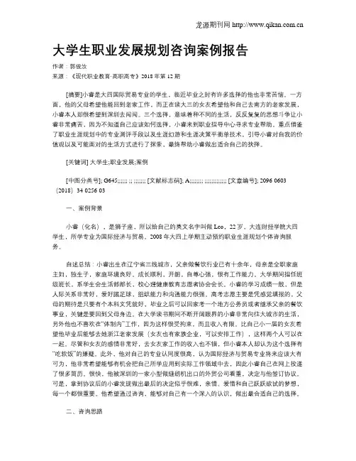 大学生职业发展规划咨询案例报告