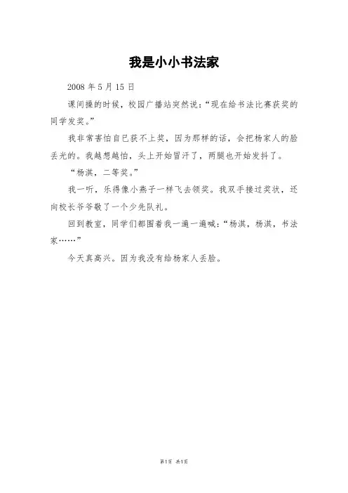 我是小小书法家_一年级作文