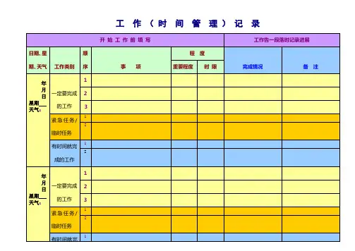 工 作 (时间管理)记 录