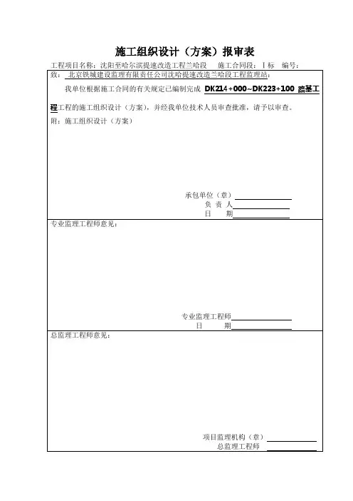 施工组织设计(方案)报审表 2