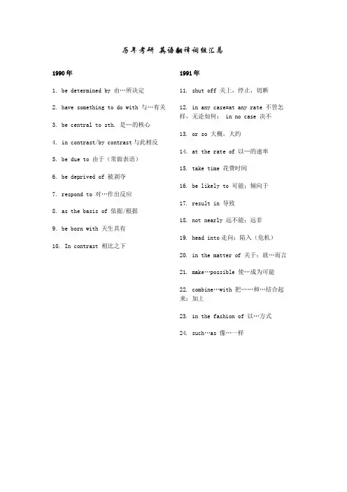 考研英语翻译词组大汇总