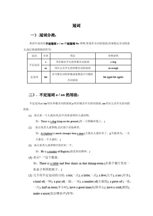 初中英语语法知识点整理总结-冠词